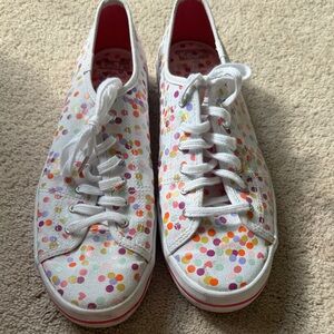 Keds White Sneakers with Colorful Polka Dots